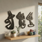 3’lü Dekoratif Kedi Duvar Tablosu