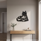 Oturan Kedi Duvar Tablosu salon duvarında