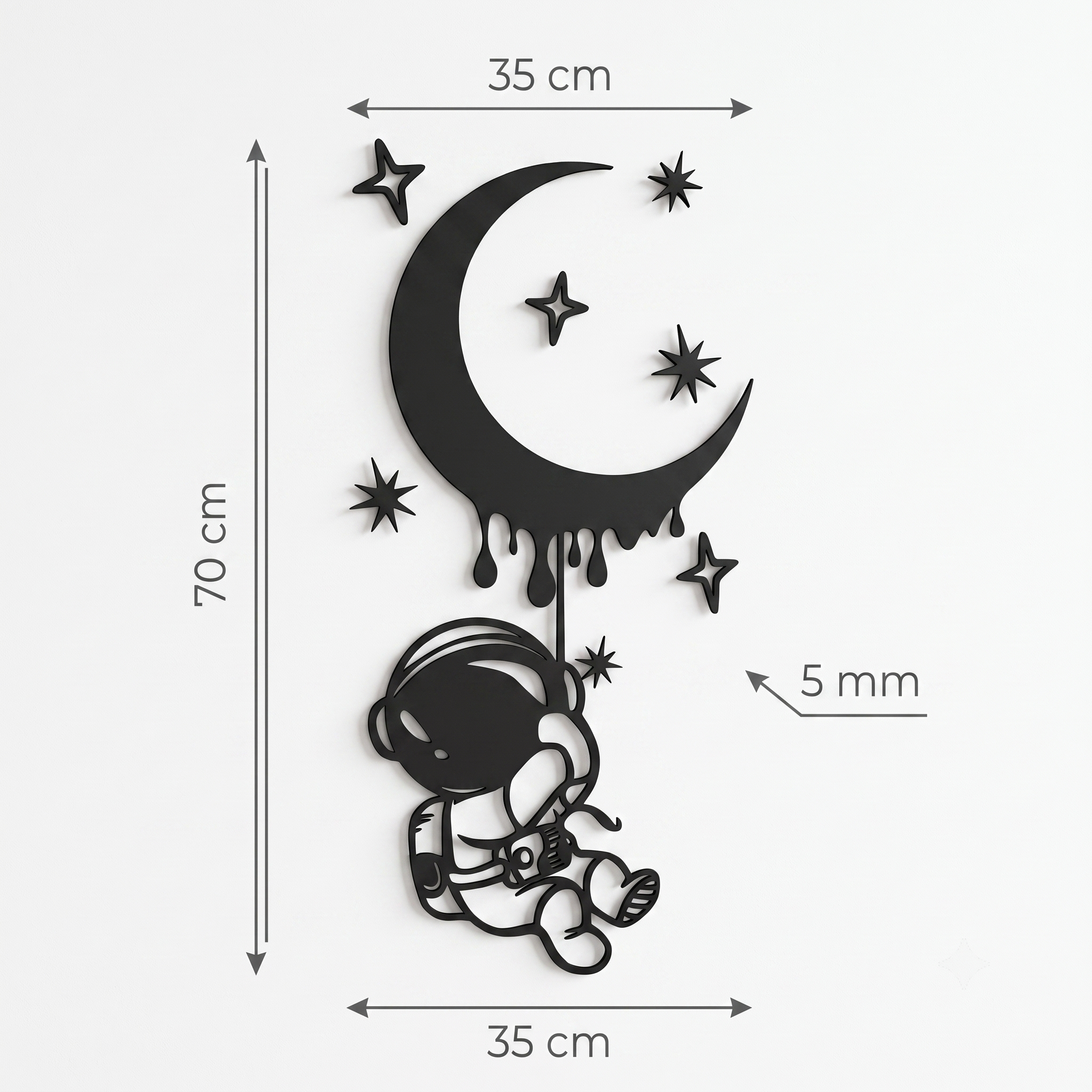 Astronot ve Eriyen Ay Duvar Tablosu ölçü bilgisi
