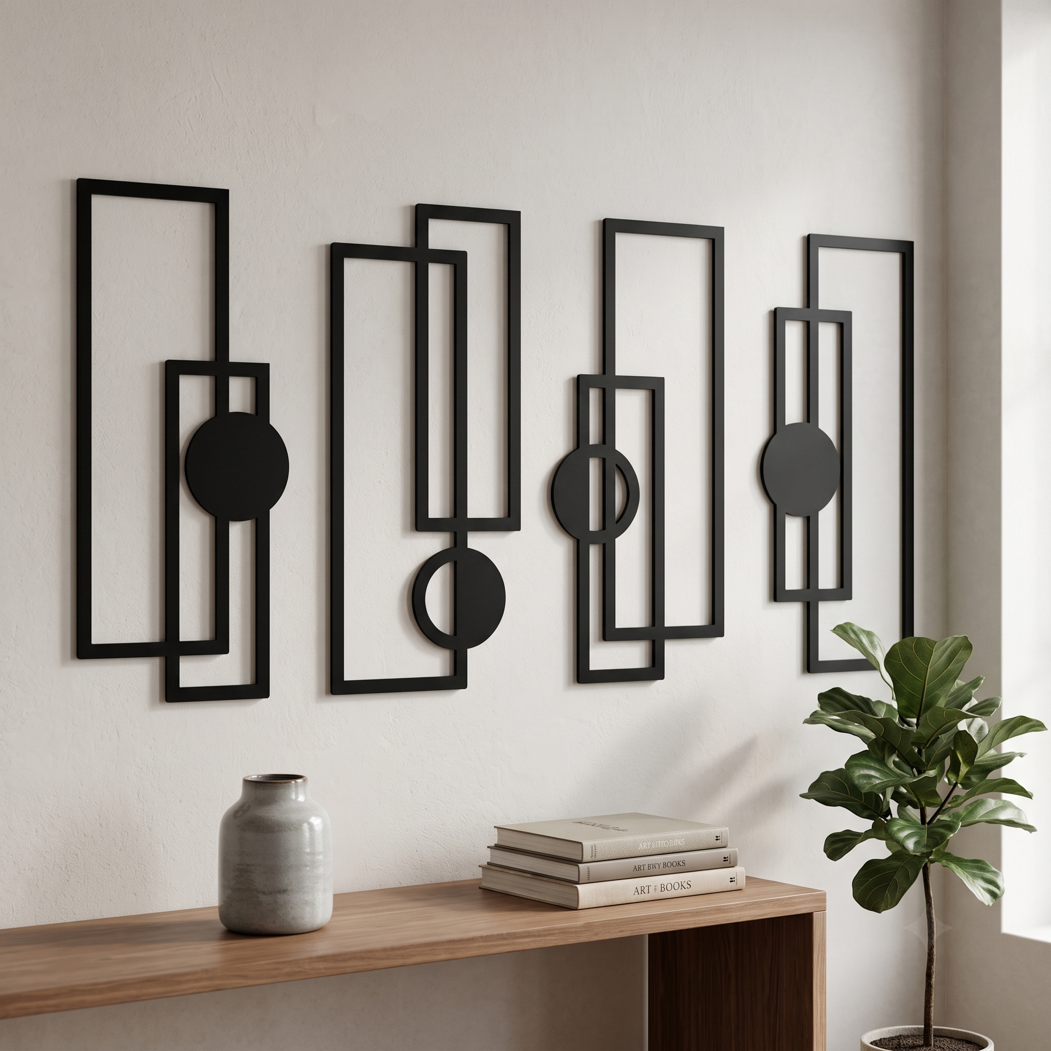 Modern Geometrik 4'lü Duvar Tablosu Seti dekorasyon