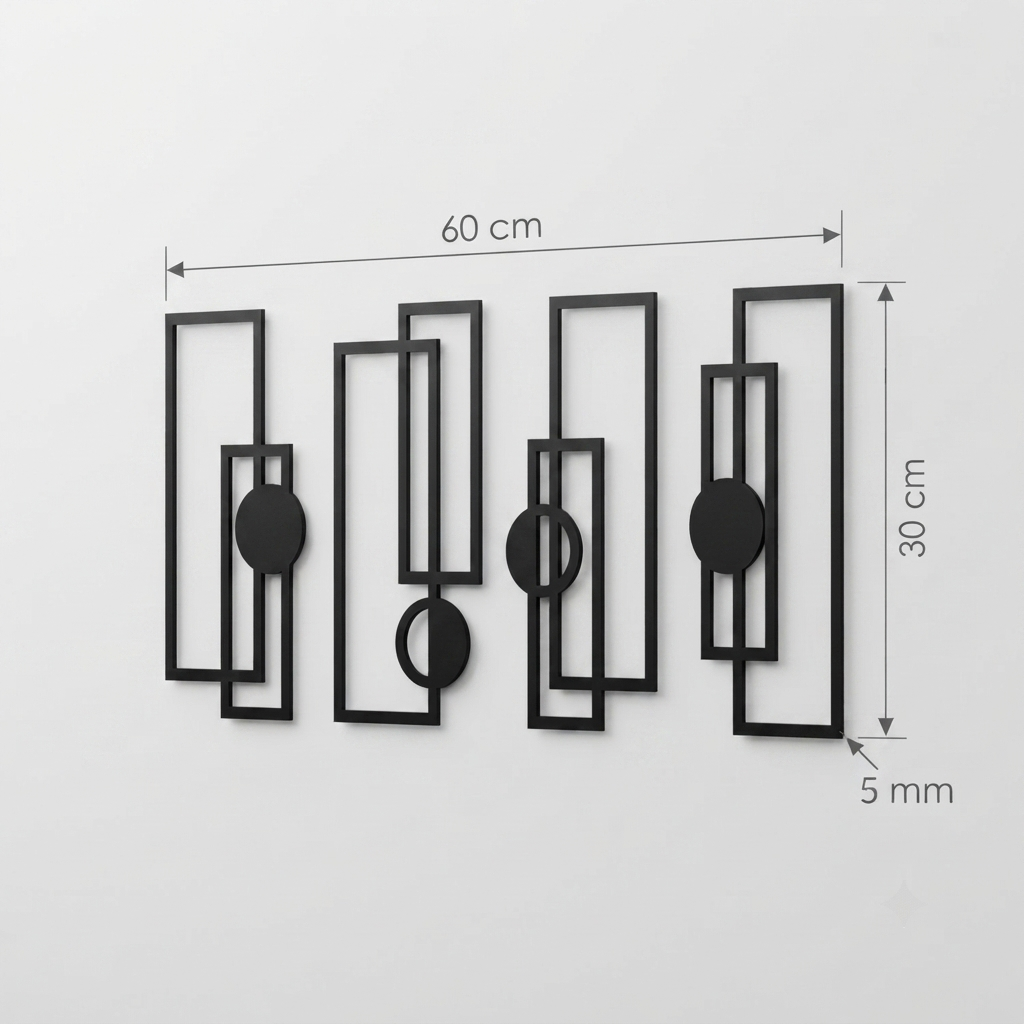 Modern Geometrik 4'lü Duvar Tablosu Seti ölçü bilgisi