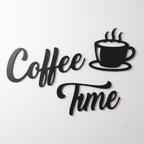 Coffee Time Duvar Yazısı - siyah MDF duvar dekoru