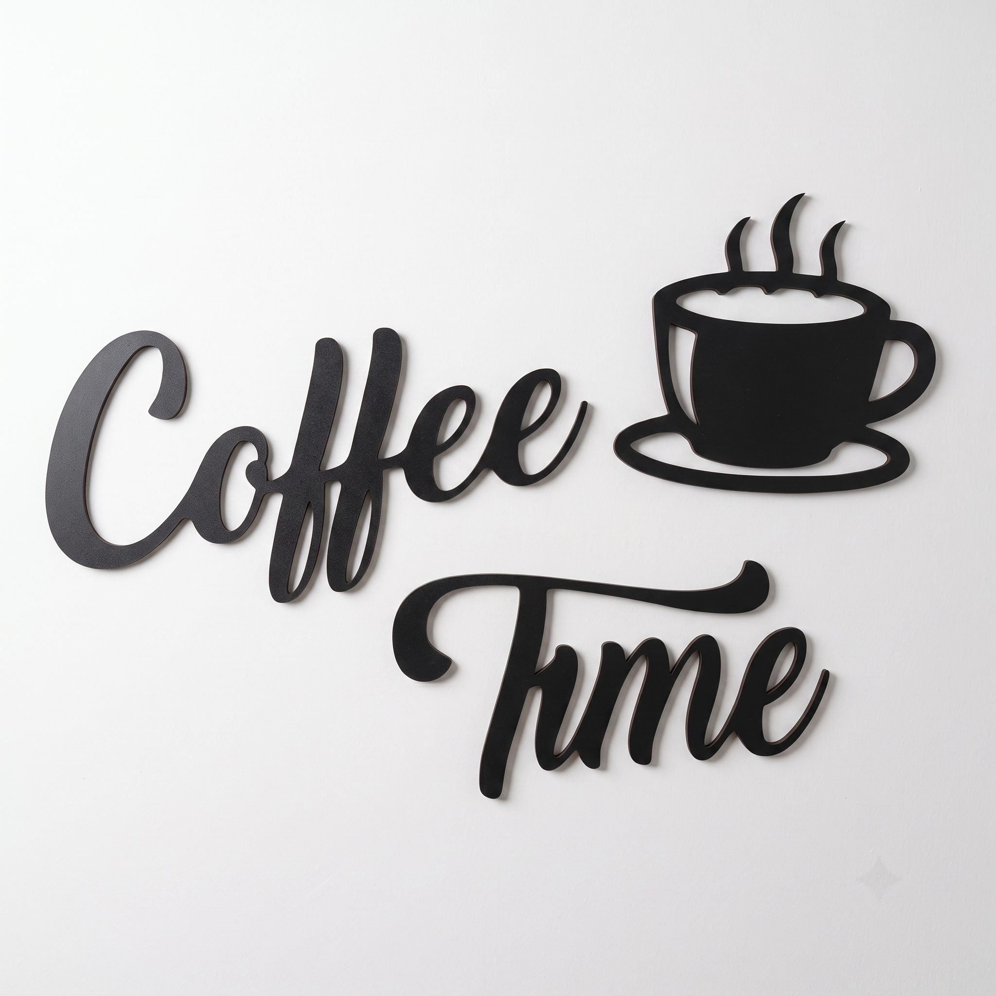 Coffee Time Duvar Yazısı - siyah MDF duvar dekoru