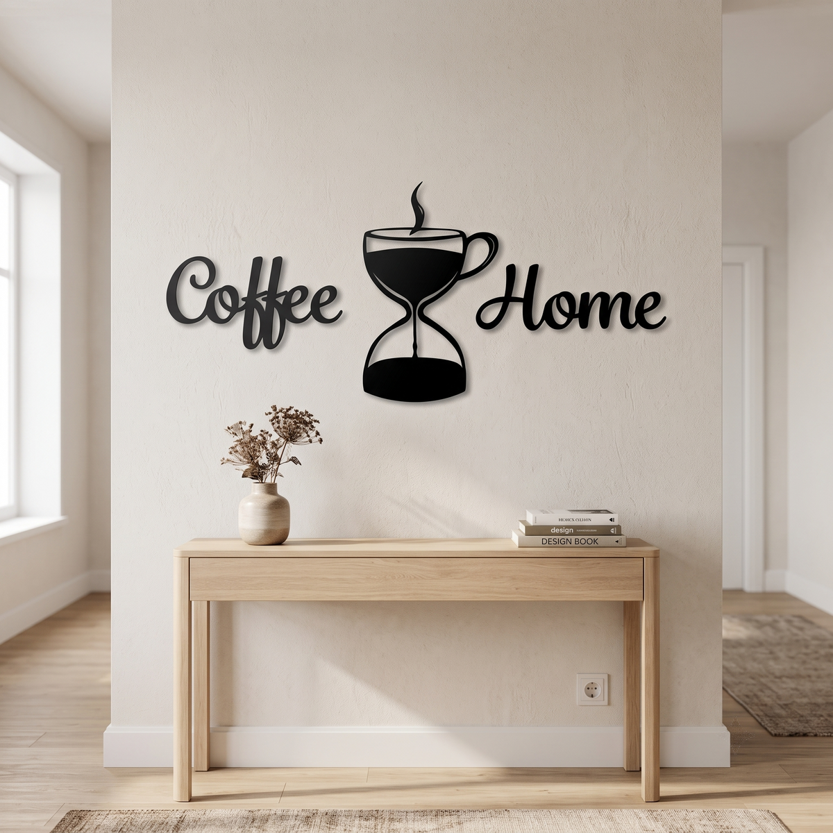 Coffee Home Kum Saati Duvar Yazısı mutfak dekorasyonu