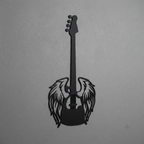 Kanatlı Bas Gitar Duvar Tablosu detay