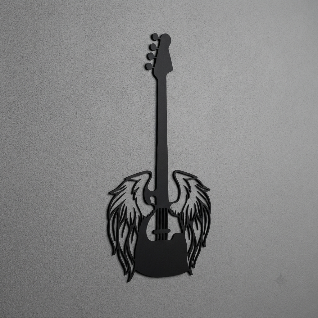 Kanatlı Bas Gitar Duvar Tablosu detay