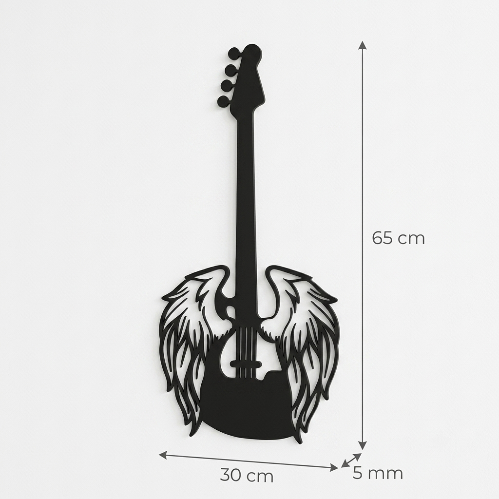 Kanatlı Bas Gitar Duvar Tablosu ölçü bilgisi