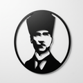 Kalpaklı Atatürk Portresi Duvar Tablosu - siyah MDF duvar dekoru