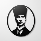 Kalpaklı Atatürk Portresi Duvar Tablosu - siyah MDF duvar dekoru