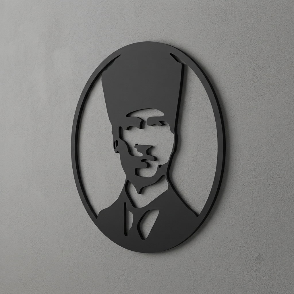 Kalpaklı Atatürk Portresi Duvar Tablosu detay