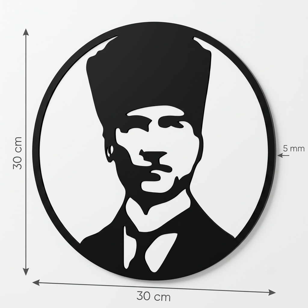 Kalpaklı Atatürk Portresi Duvar Tablosu ölçü bilgisi
