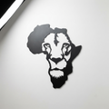 Afrika Haritası Aslan Duvar Tablosu - siyah MDF duvar dekoru