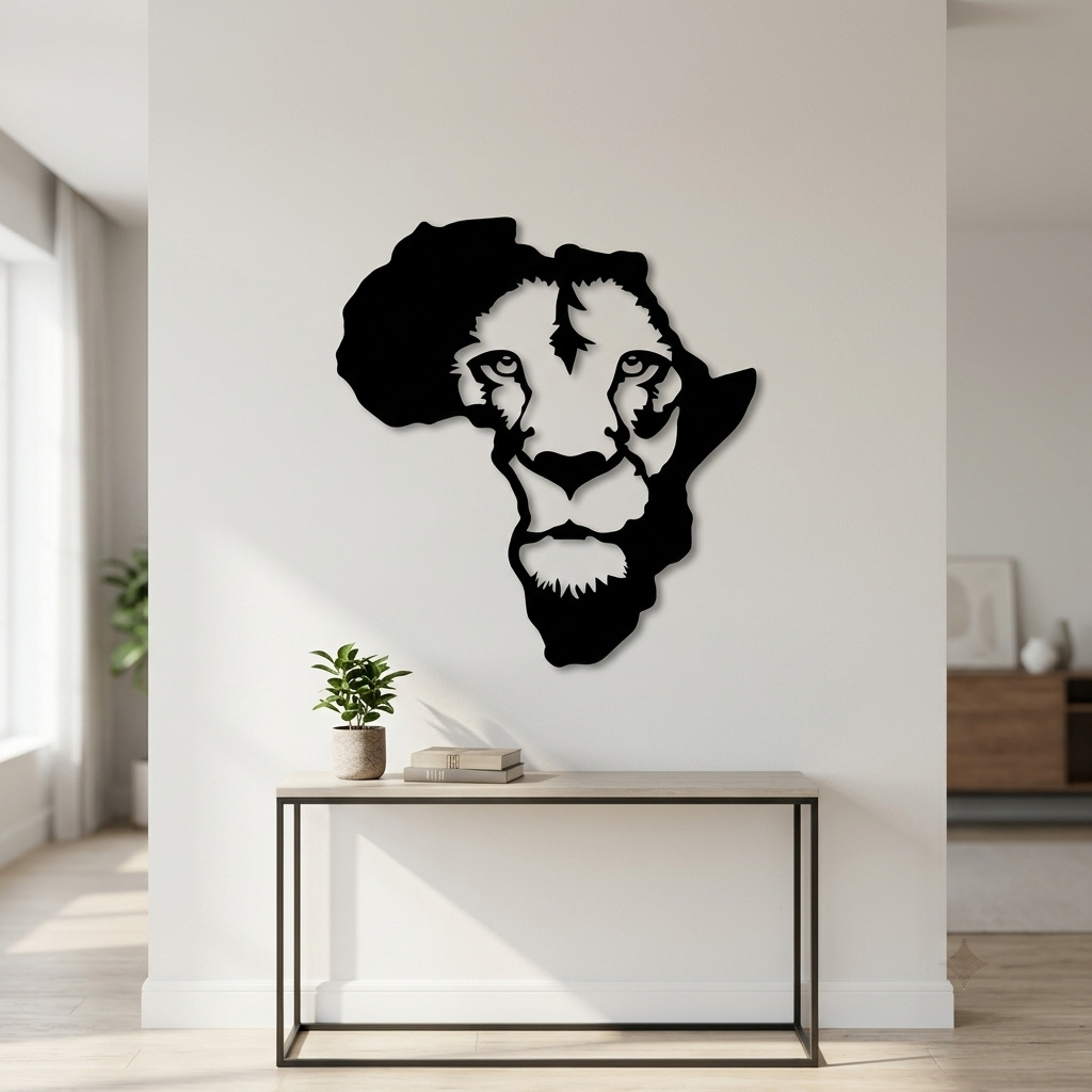 Afrika Haritası Aslan Duvar Tablosu yaşam alanı