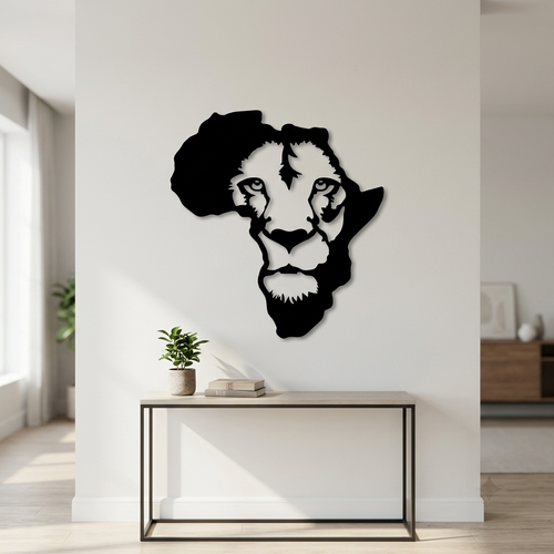 Afrika Haritası Aslan Duvar Tablosu yaşam alanı
