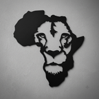 Afrika Haritası Aslan Duvar Tablosu detay
