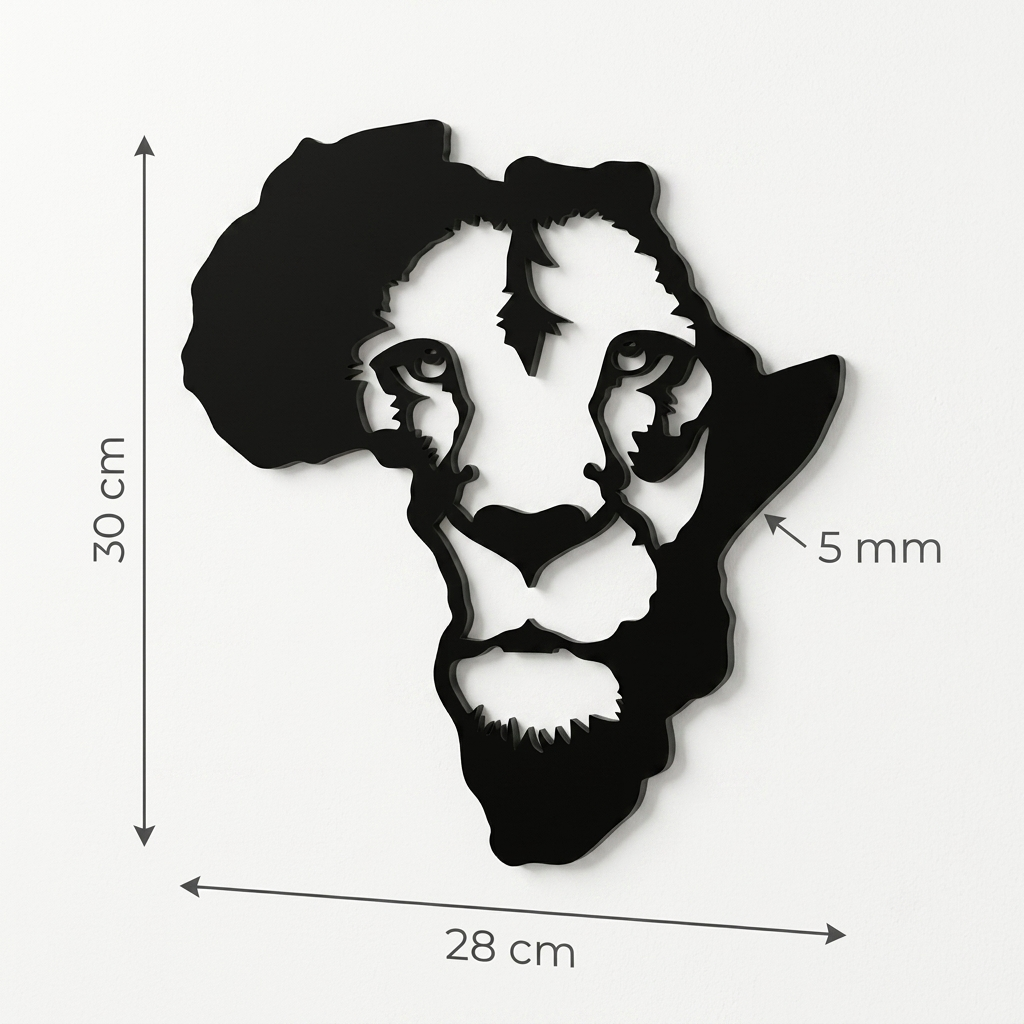 Afrika Haritası Aslan Duvar Tablosu ölçü bilgisi