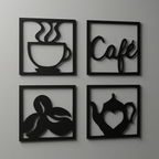 4'lü Cafe Kahve Konsepti Duvar Tablosu Seti detay