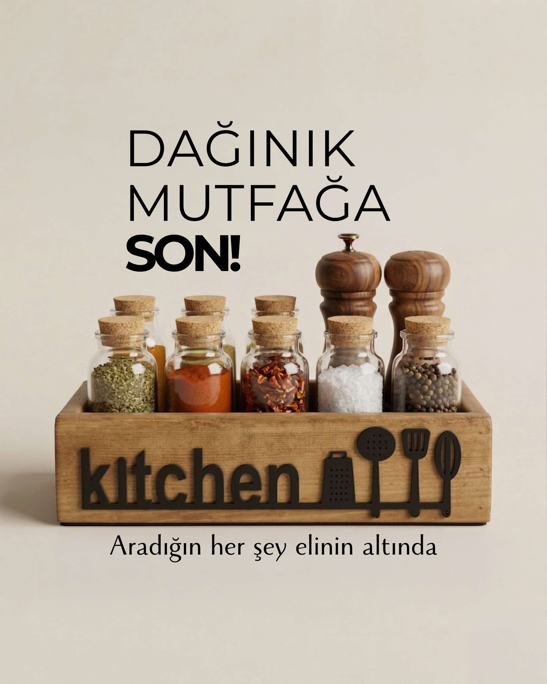 Ahşap Mutfak Organizeri - Kavanoz Standı